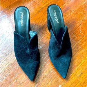 Jeffrey Campbell black suede mules